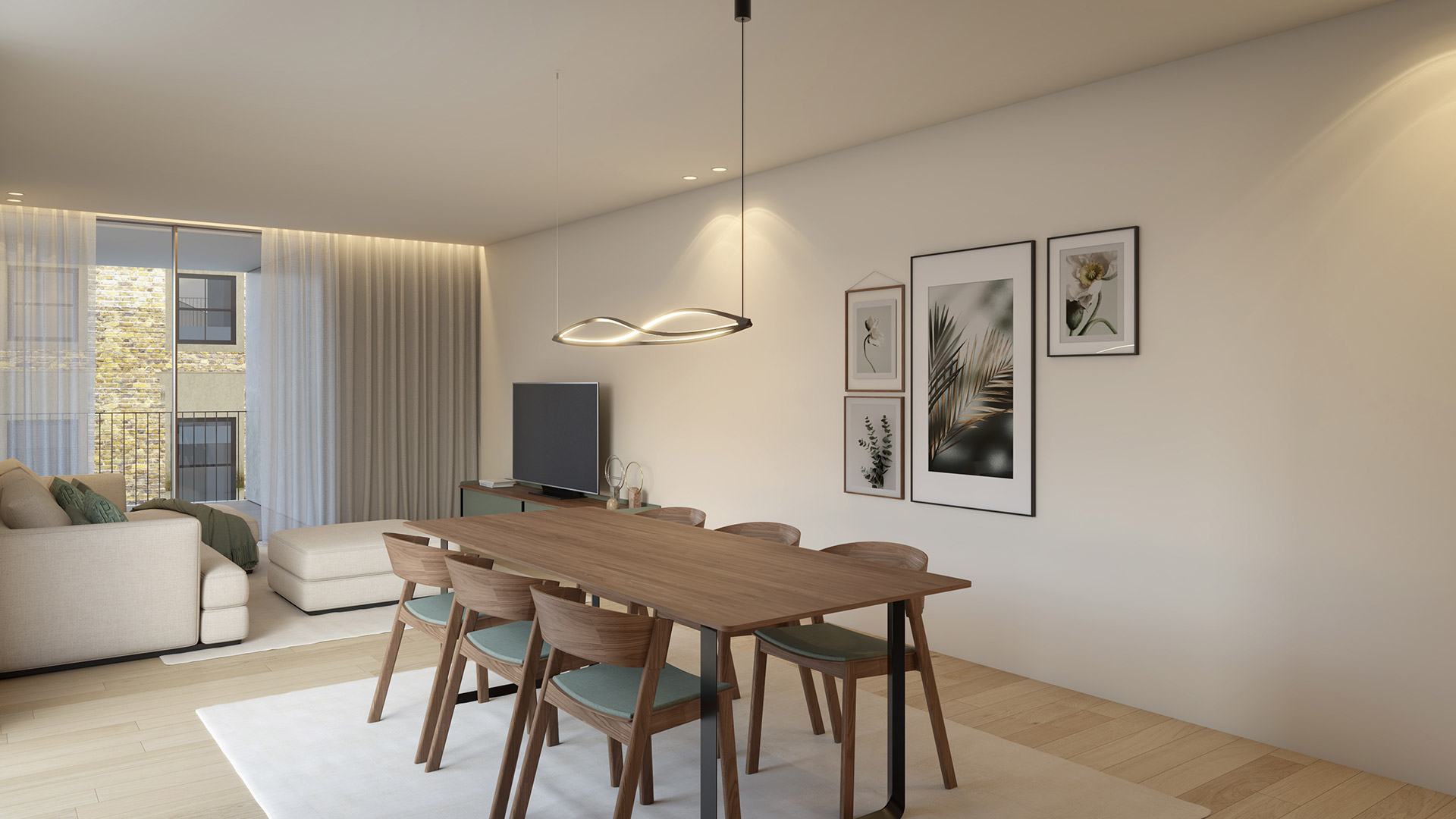Interior de apartamento do empreendimento Prestige Living, no Porto