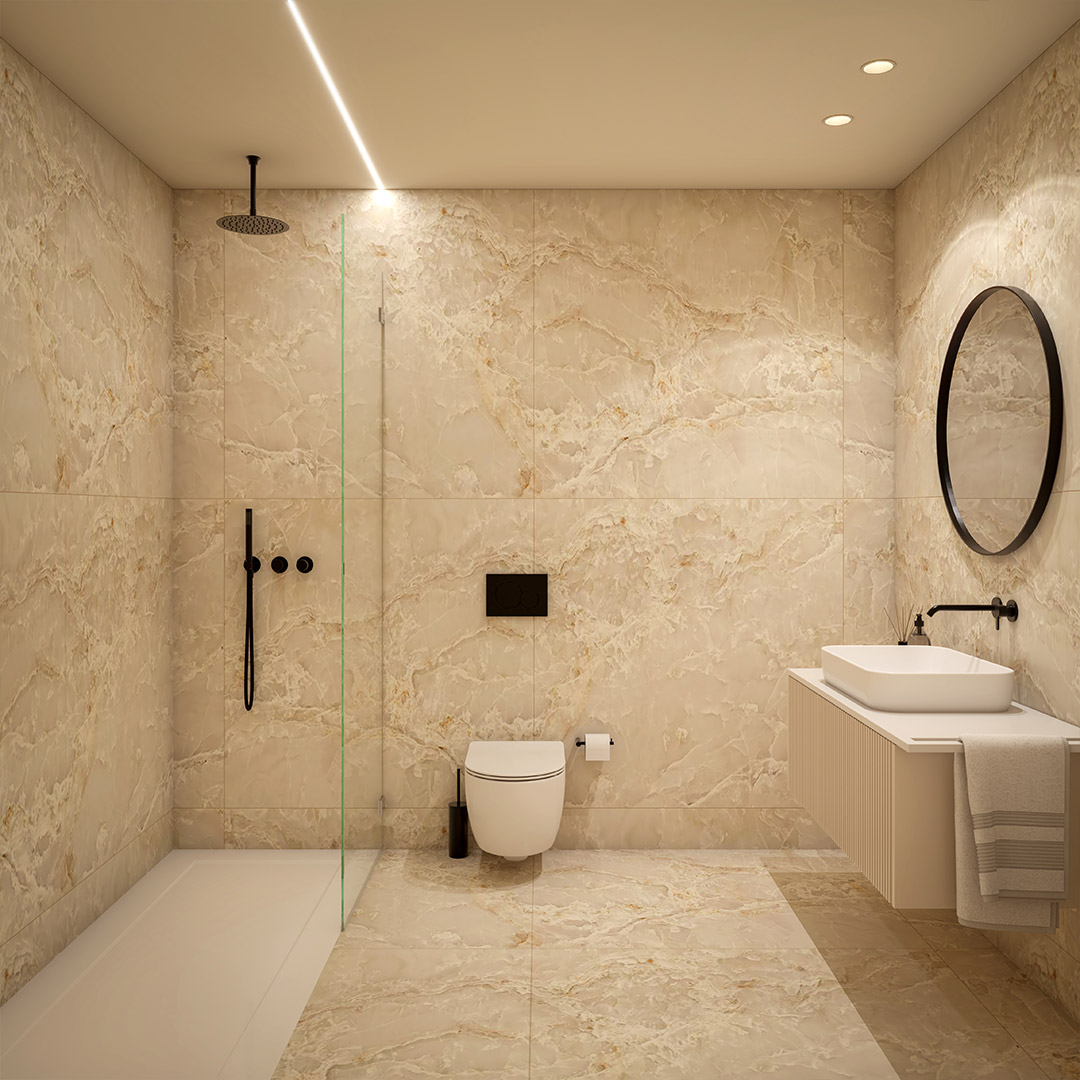 Interior de apartamento do empreendimento Prestige Living, no Porto