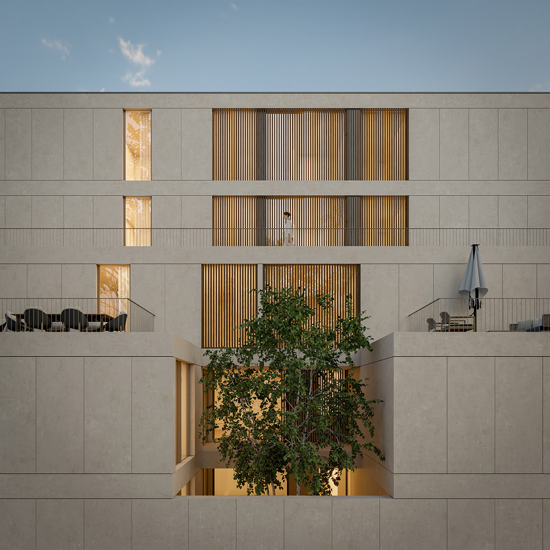 Exterior do empreendimento Prestige Living, no Porto
